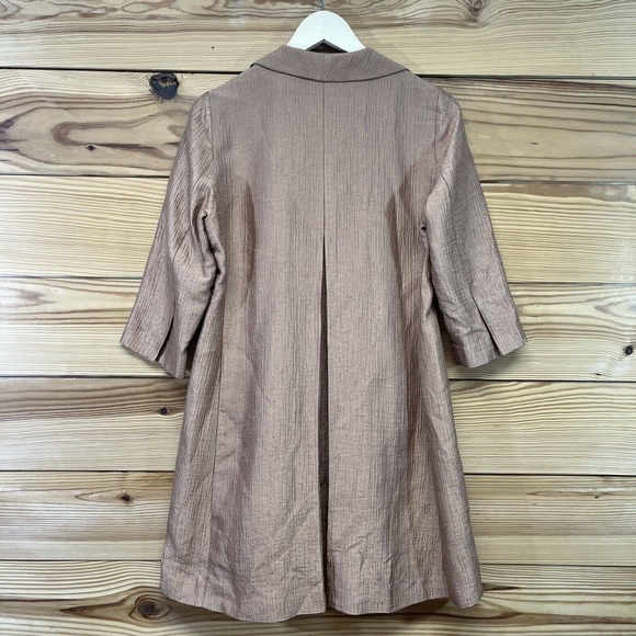 Eileen Fisher Silk Jacket Small Longline Open Front Rose Gold Copper Lined B80 - Picture 11 of 16